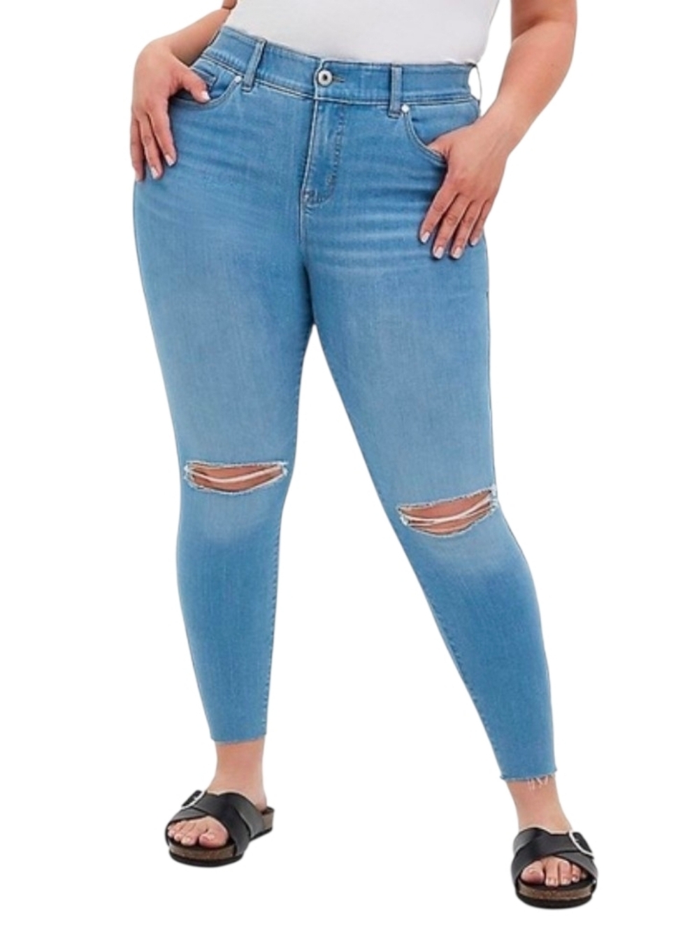 Torrid 24 Tall Super Soft Bombshell Skinny Jean High Rise Distressed 24T Plus